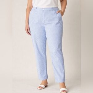 Lauren Ralph Lauren Women's Straight Leg Pants in Light Blue Stripe